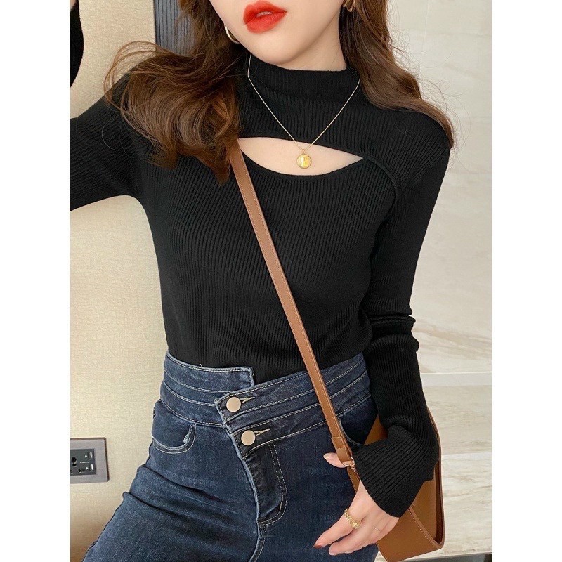 áo Len Dệt Kim Thiết Kế Khoét Ngực Sexy, độc đáo Sldca140 – Diepchi Fashion