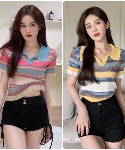 áo Len Dệt Kim Dáng Croptop Phối Màu Ngũ Sắc Sldca101 – Diepchi Fashion