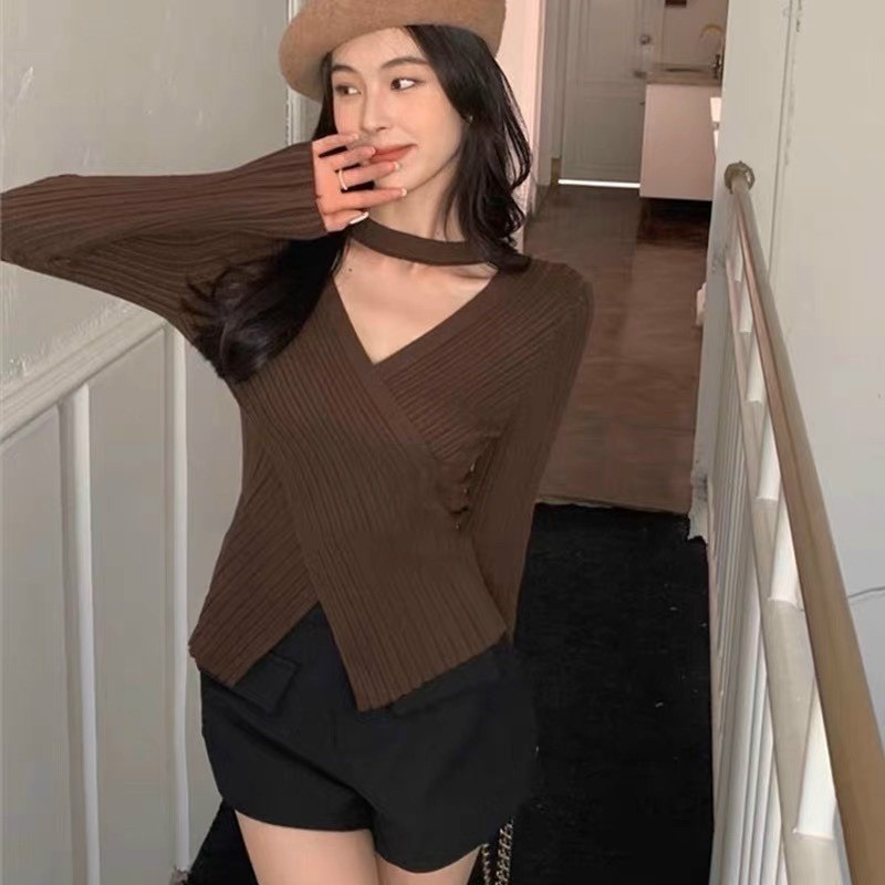 áo Vạt Chéo Kèm Vòng Cổ Chocker Chất Len Lông Cừu Mềm Mại Sldca79 – Diepchi Fashion