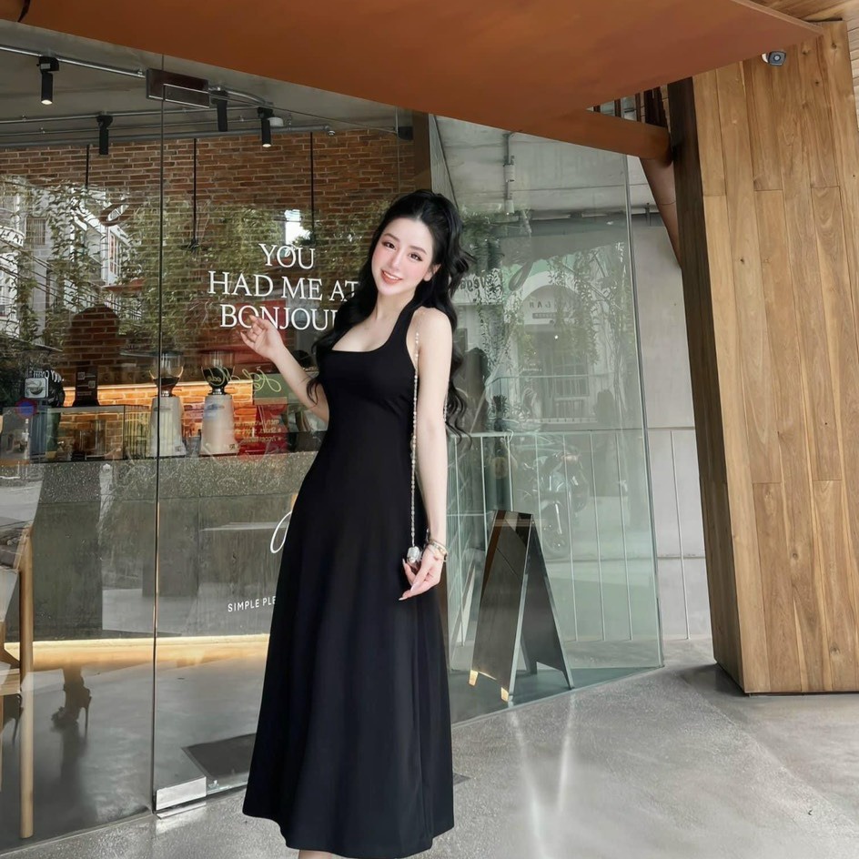 đầm Váy Nữ Thun Gân Sát Nách Cổ Yếm Hở Lưng Dáng Dài Sa641 – Sam Store