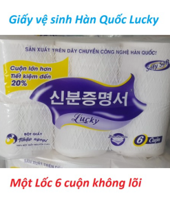 Lốc 6 Cuộn Giấy Vệ Sinh Hàn Quốc Lucky Không Lõi – Gdn