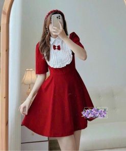 đầm Nữ Tiểu Thư Phối Cổ Viền Bèo đính Nơ – Ausa House