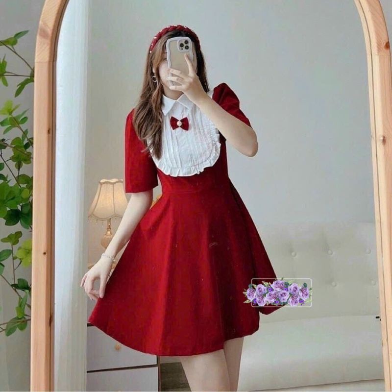 đầm Nữ Tiểu Thư Phối Cổ Viền Bèo đính Nơ – Ausa House