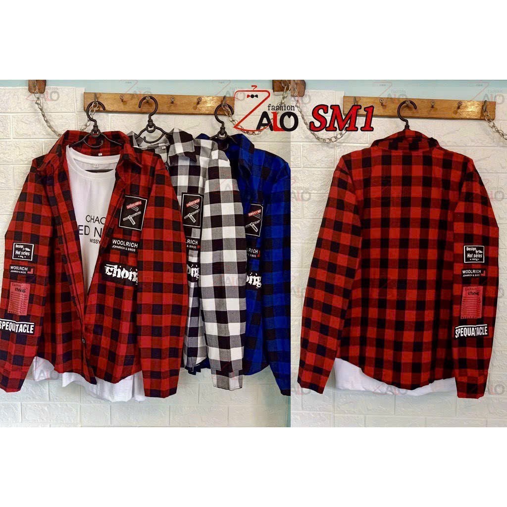 áo Khoác Sơ Mi Nam Nữ Có Nhiều Sọc Quanh áo Phối Phong Cách Trẻ Trung Năng động Hình Nổi Hàng Hot Trend-htm Fashion