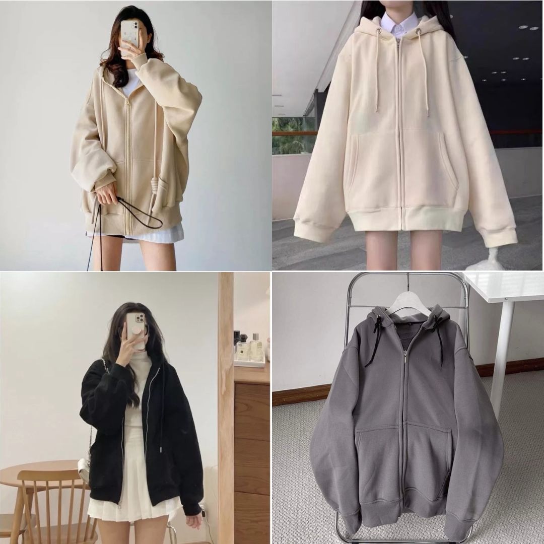 áo Khoác Nỉ Trơn Unisex Form Rộng