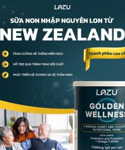 01 Lon Sữa Non Lazu Golden Wellness (igg 20%), Sữa Tách Béo & Mật Ong Manuka – Lazu