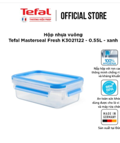 Hộp Nhựa Vuông Tefal Masterseal Fresh K3021122 – 0.55l – Xanh – Tefal