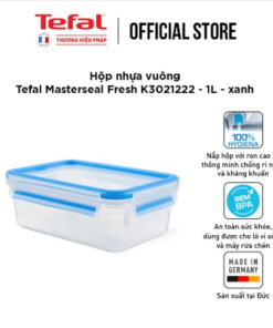 Hộp Nhựa Vuông Tefal Masterseal Fresh K3021222 – 1l – Xanh – Tefal