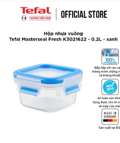 Hộp Nhựa Vuông Tefal Masterseal Fresh K3021622 – 0.2l – Xanh – Tefal