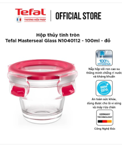 Hộp Thủy Tinh Tròn Tefal Masterseal Glass N1040112 – 100ml – đỏ – Tefal