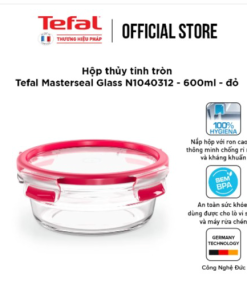 Hộp Thủy Tinh Tròn Tefal Masterseal Glass N1040312 – 600ml – đỏ – Tefal