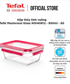 Hộp Thủy Tinh Vuông Tefal Masterseal Glass N1040812 – 850ml – đỏ – Tefal