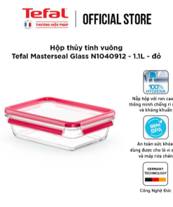 Hộp Thủy Tinh Vuông Tefal Masterseal Glass N1040912 – 1.1l – đỏ – Tefal
