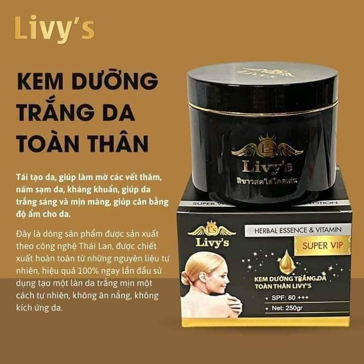 Kem Doby Livy’s đen Thái Lan, Kem Dưỡng Trắng Da Toàn Thân 250g Kt1- Gdn