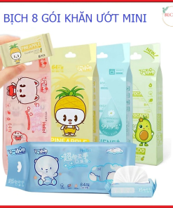 Bịch 8 Gói (64 Tờ) Khăn ướt Mini Bỏ Túi Tiện Lợi Ctb348 – Bechip