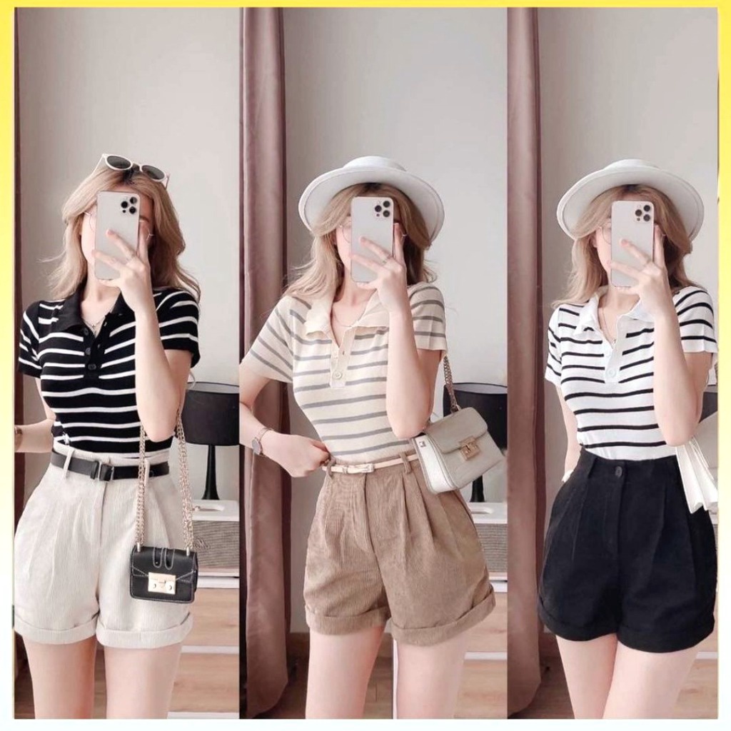 áo Len Dệt Kim Cổ Bẻ Kẻ Ngang Họa Tiết Thêu Ong Slcxa137 – Chipxinhxk