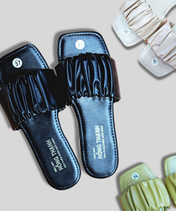 Dép Nữ đế Bệt Quai Ngang Bản Nhúm Chần Chỉ 3 Màu Cực Xinh – Shop Mẹ Bống