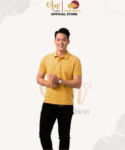 Polo Nam Màu Vàng Nghệ 100% Cotton Cao Cấp Kháng Khuẩn Thoáng Mát – Gold Rhino