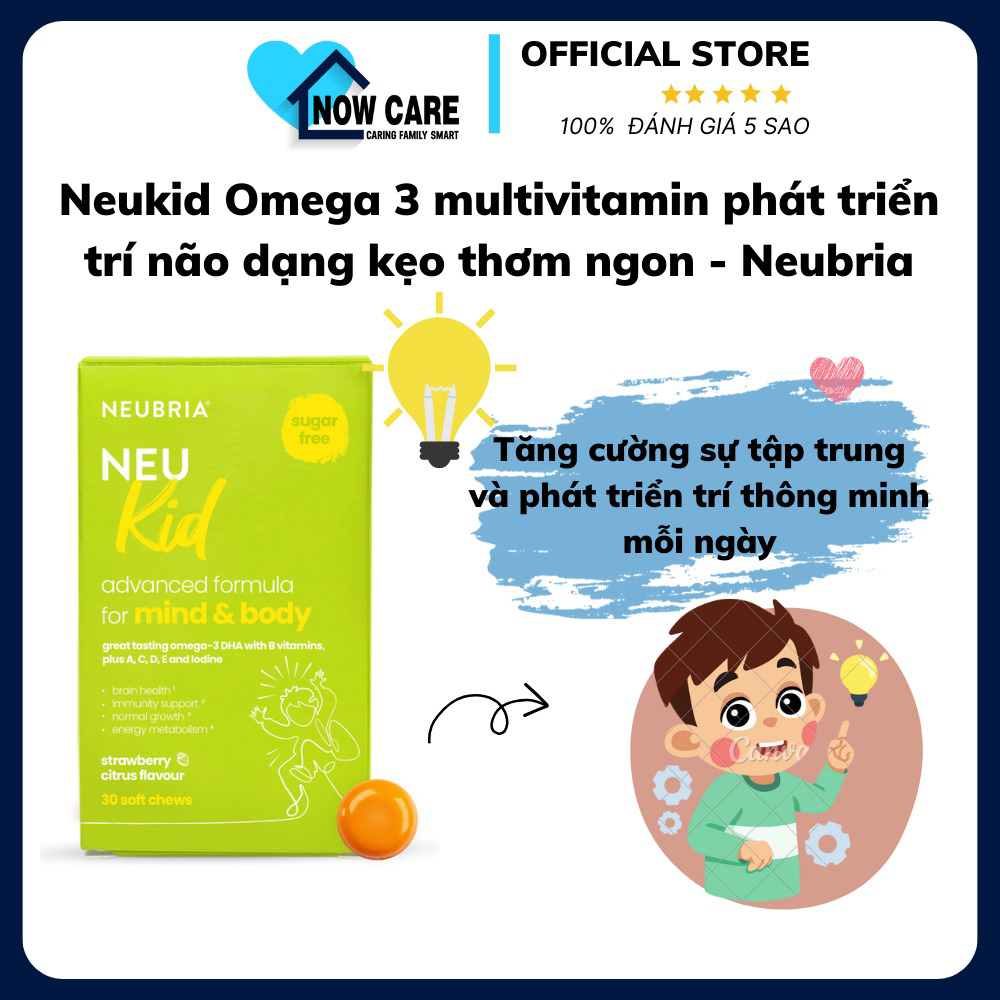 Neukid Omega 3 Multivitamin Phát Triển Trí Não Dạng Kẹo Thơm Ngon – Neubria