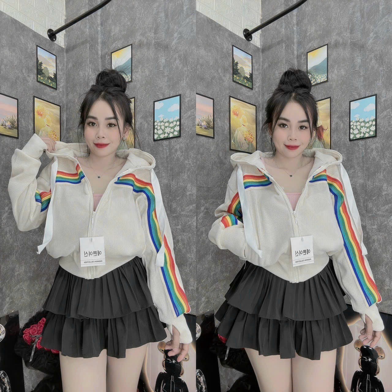 áo Khoác Nữ Với Chất Dáng Kiểu Lửng Phối Sọc Siêu đẹp Chất Liệu Vải Nỉ Mặc Mát Mẻ Và Dày Dặn áo Có Túi Bao Ngầu áo đẹp-htm Fashion