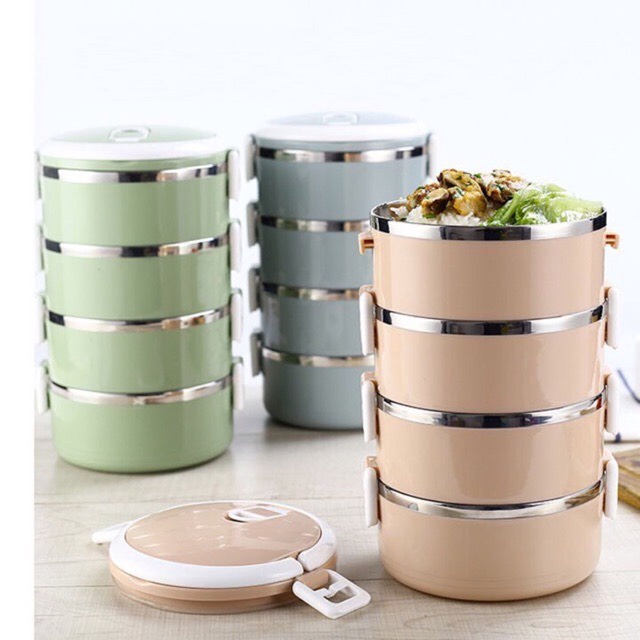 Hộp Cơm Lúa Mạch 4 Tầng Ngẫu Nhiên – Silver