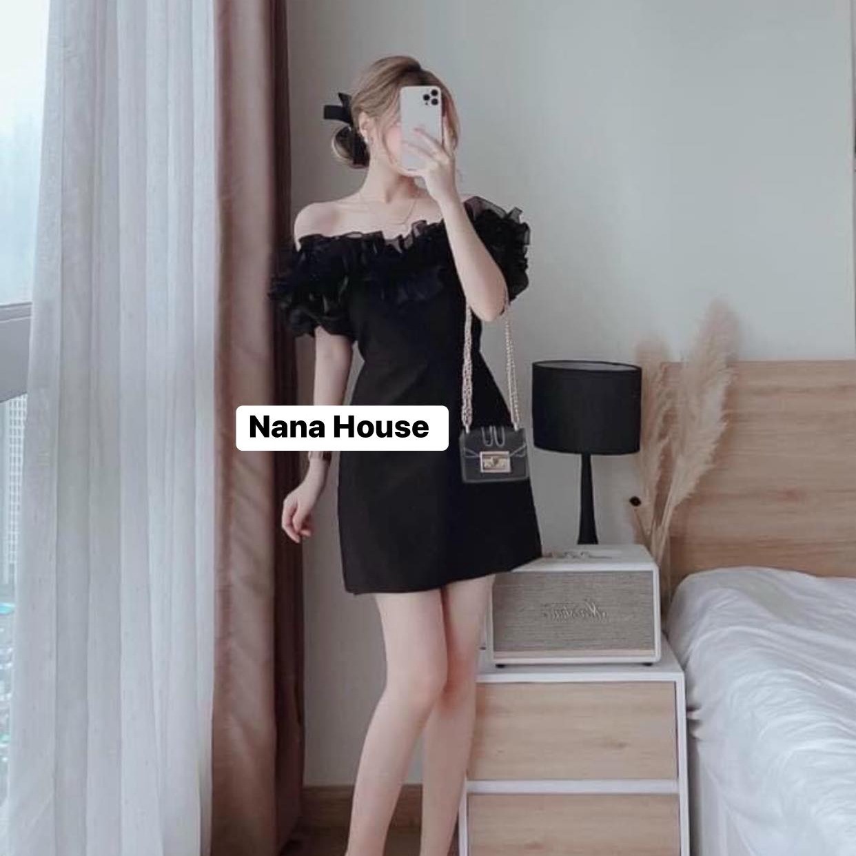 đầm Váy Nữ Umi Rớt Vai Nhún Bèo Ngực Bt700 – Nana House