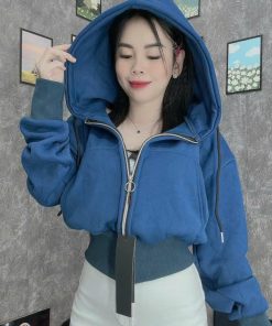 áo Khoác Nỉ Nữ Với Chất Liệu Vải Nỉ Dệt Dáng Form Croptop Lửng Cá Tính Có Nón Trùm đầu Rộng đẹp Kèm Dây Rút áo đẹp Hàng Hot Trend-htm Fashion