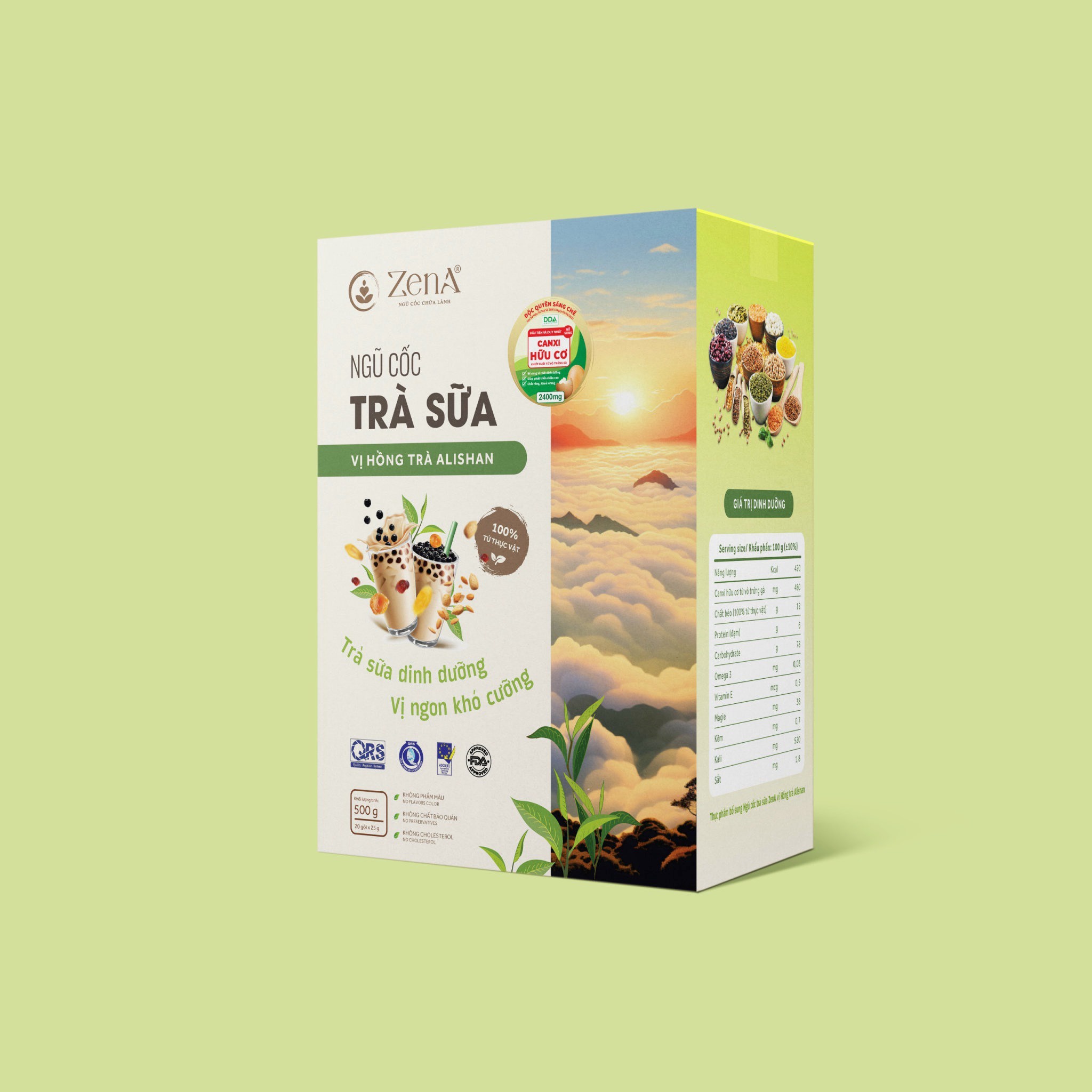 Ngũ Cốc Trà Sữa Vị Hồng Trà Alishan Hộp 500g _ Zena