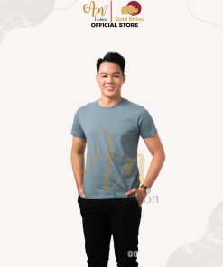 áo Thun Nam Cổ Tròn Màu Xanh đá 100% Cotton Cao Cấp – Gold Rhino