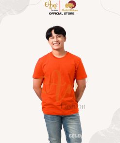 áo Thun Nam Cổ Tròn Màu Cam 100% Cotton Cao Cấp – Gold Rhino