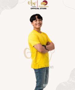 áo Thun Nam Cổ Tròn Màu Vàng 100% Cotton Cao Cấp – Gold Rhino