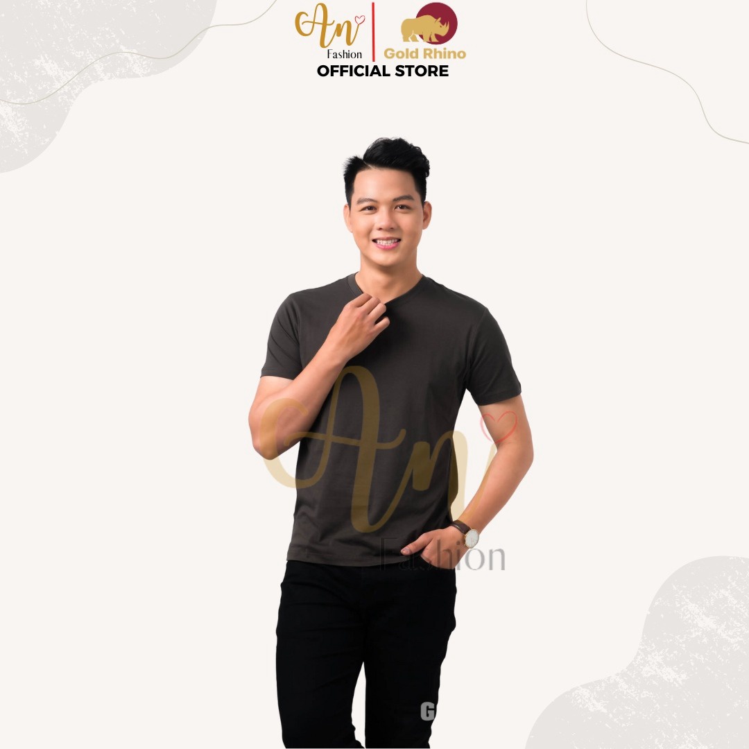 áo Thun Nam Cổ Tròn Màu Rêu đậm 100% Cotton Cao Cấp – Gold Rhino