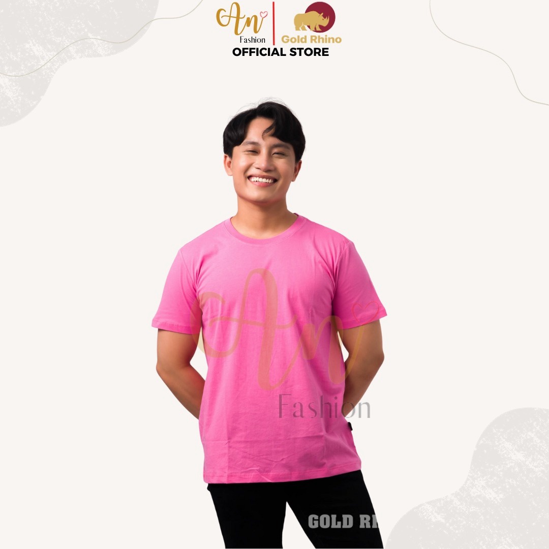 áo Thun Nam Cổ Tròn Màu Hồng Rose 100% Cotton Cao Cấp – Gold Rhino