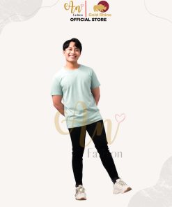 áo Thun Nam Cổ Tròn Màu Bạc Hà 100% Cotton Cao Cấp – Gold Rhino