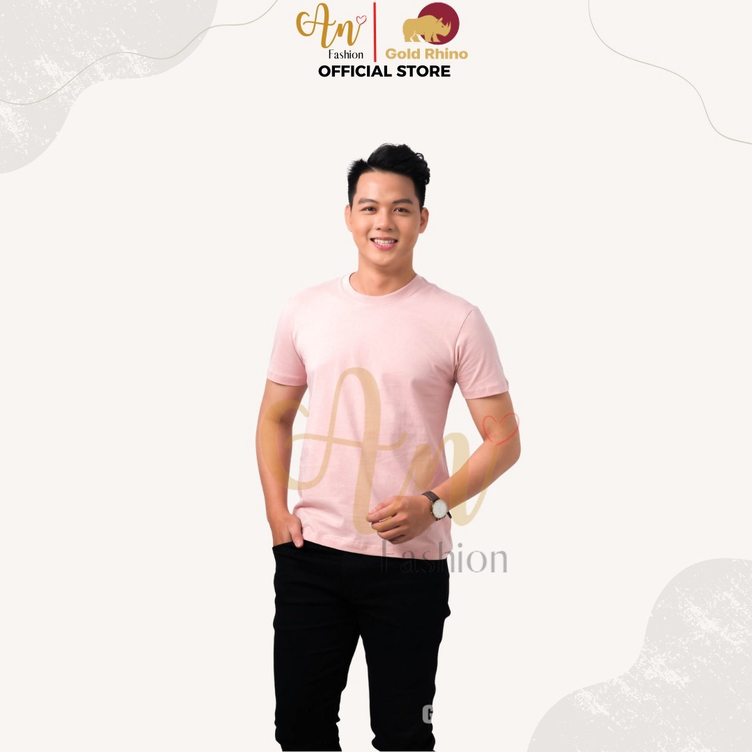 áo Thun Nam Cổ Tròn Màu Hồng Jp 100% Cotton Cao Cấp – Gold Rhino