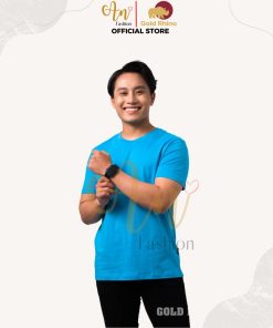 áo Thun Nam Cổ Tròn Màu Xanh Da Trời 100% Cotton Cao Cấp – Gold Rhino