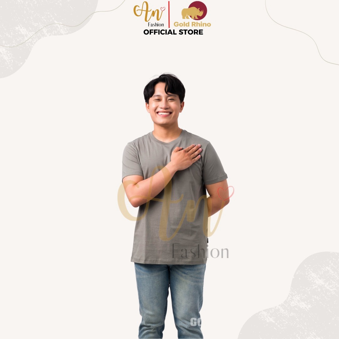 áo Thun Nam Cổ Tròn Màu Olive 100% Cotton Cao Cấp – Gold Rhino