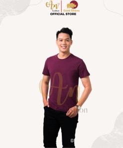 áo Thun Nam Cổ Tròn Màu đỏ Mận 100% Cotton Cao Cấp – Gold Rhino