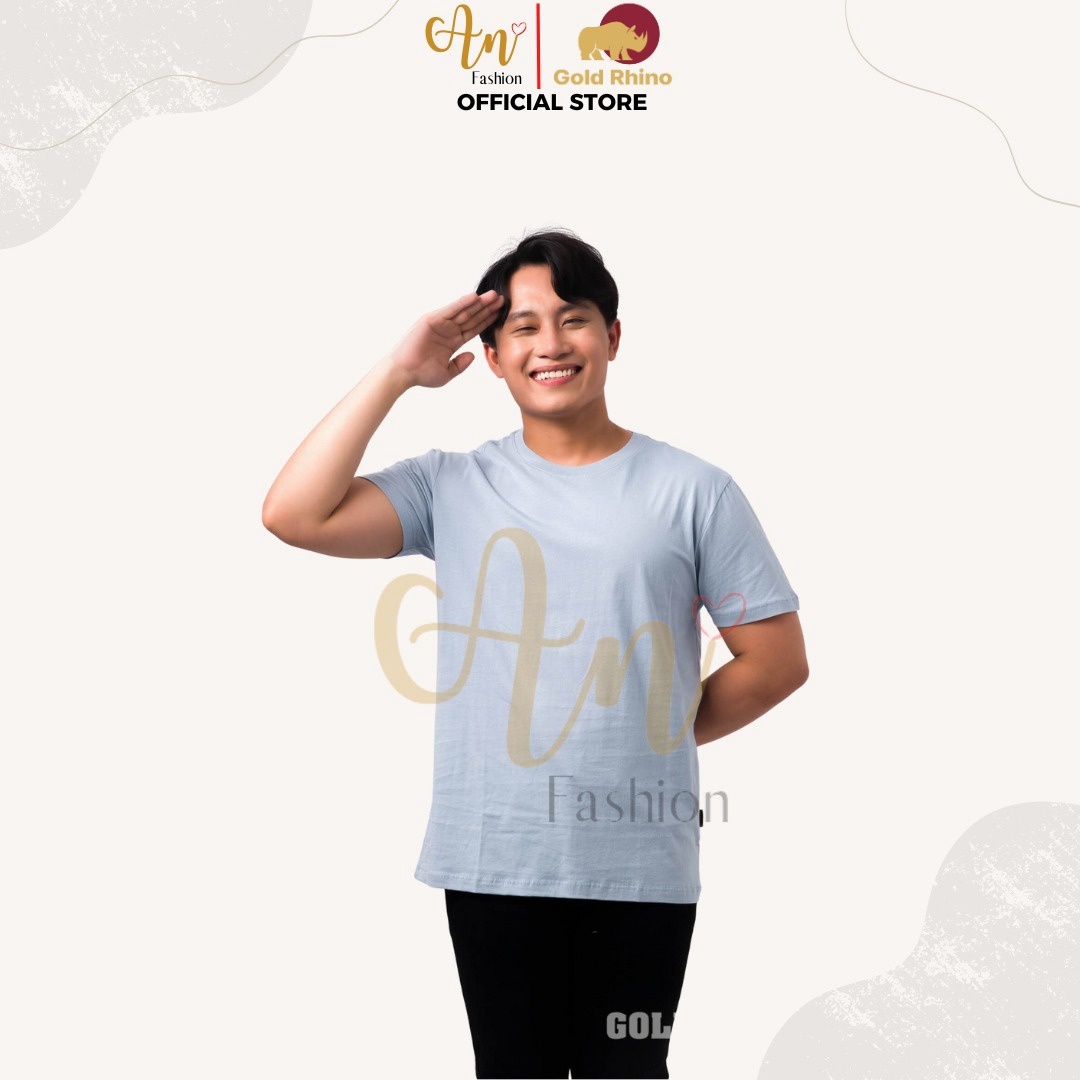 áo Thun Nam Cổ Tròn Màu Khói 100% Cotton Cao Cấp – Gold Rhino