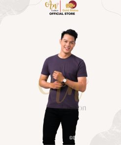 áo Thun Nam Cổ Tròn Màu Than Chì 100% Cotton Cao Cấp – Gold Rhino