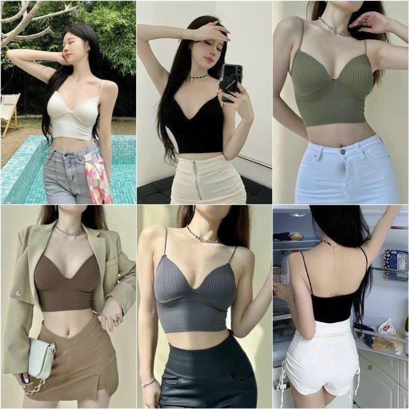 áo Len Bra Tăm Dạng áo Croptop Dưới 58kg Dành Cho Nữ