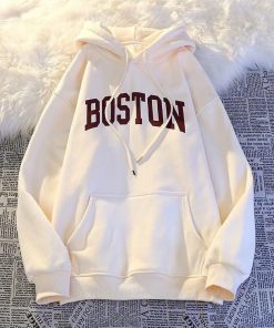 áo Khoác Hoodie Nỉ Nam Nữ Phối Với Dáng Form Rộng Có Nón Trùm đầu Siêu Cute Trước áo Có In Chữ Boston đậm Nét Cá Tính áo đẹp Hàng Hot Trend-htm Fashion