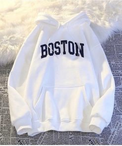 áo Khoác Hoodie Nỉ Nam Nữ Phối Với Dáng Form Rộng Có Nón Trùm đầu Siêu Cute Trước áo Có In Chữ Boston đậm Nét Cá Tính áo đẹp Hàng Hot Trend-htm Fashion