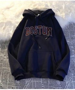 áo Khoác Hoodie Nỉ Nam Nữ Phối Với Dáng Form Rộng Có Nón Trùm đầu Siêu Cute Trước áo Có In Chữ Boston đậm Nét Cá Tính áo đẹp Hàng Hot Trend-htm Fashion