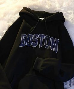 áo Khoác Hoodie Nỉ Nam Nữ Phối Với Dáng Form Rộng Có Nón Trùm đầu Siêu Cute Trước áo Có In Chữ Boston đậm Nét Cá Tính áo đẹp Hàng Hot Trend-htm Fashion