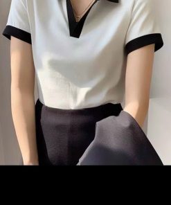 áo Thun Croptop Phối Với Dáng Cổ Bẻ Siêu Xịn Chất Liệu Vải Thoáng Mát Mẻ Form Kiểu Lửng đáng Yêu áo đẹp Hàng Hot Trend-htm Fashion