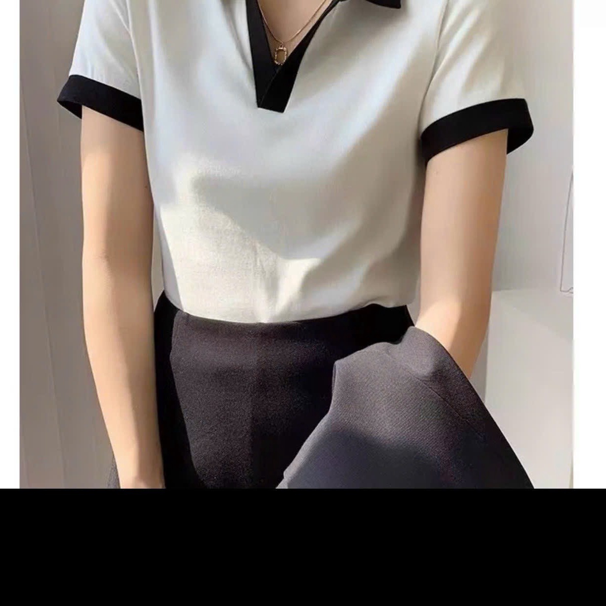 áo Thun Croptop Phối Với Dáng Cổ Bẻ Siêu Xịn Chất Liệu Vải Thoáng Mát Mẻ Form Kiểu Lửng đáng Yêu áo đẹp Hàng Hot Trend-htm Fashion