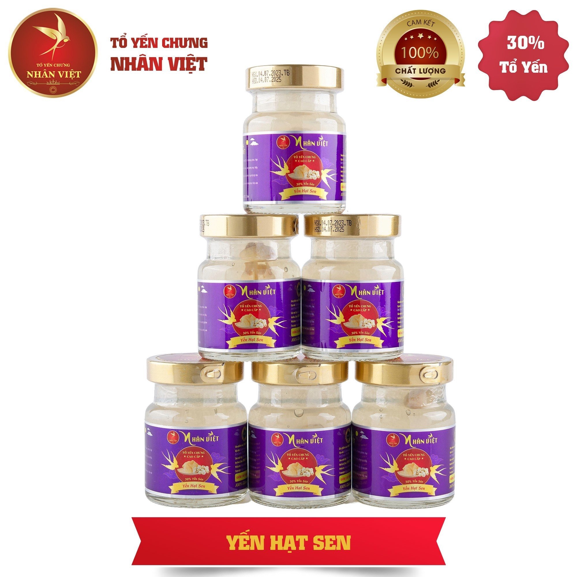 [10 Hũ Tặng 1 Hũ] Yến Sào 30% Yến Chưng Hạt Sen Nhân Việt Hũ 70ml Mua 10 Hũ Tặng 1 Hũ- Nhân Việt