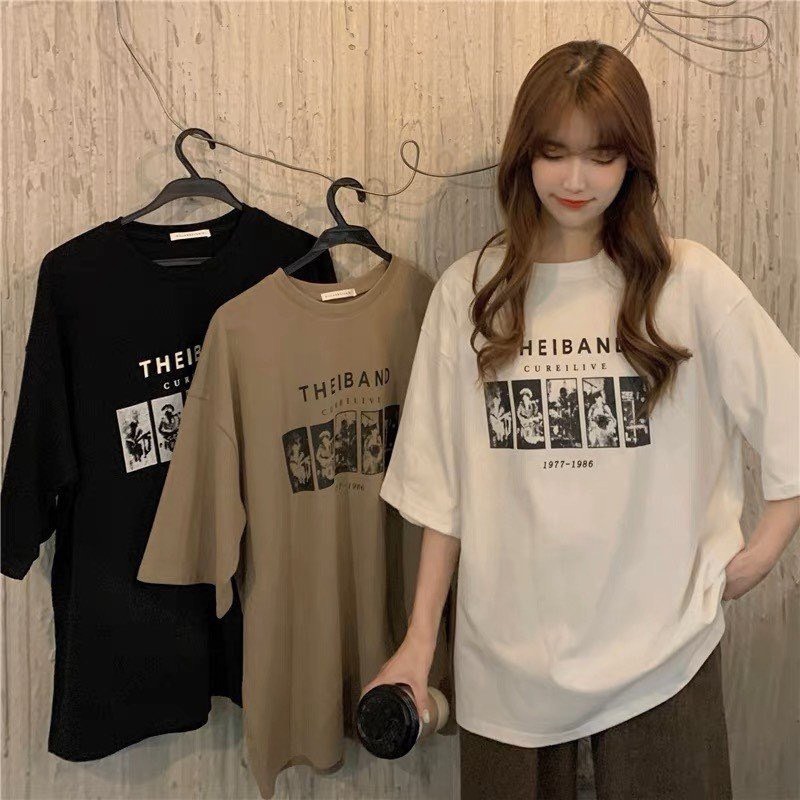 áo Thun Tay Lỡ Form Rộng The Band Nam Nữ Cotton 2023