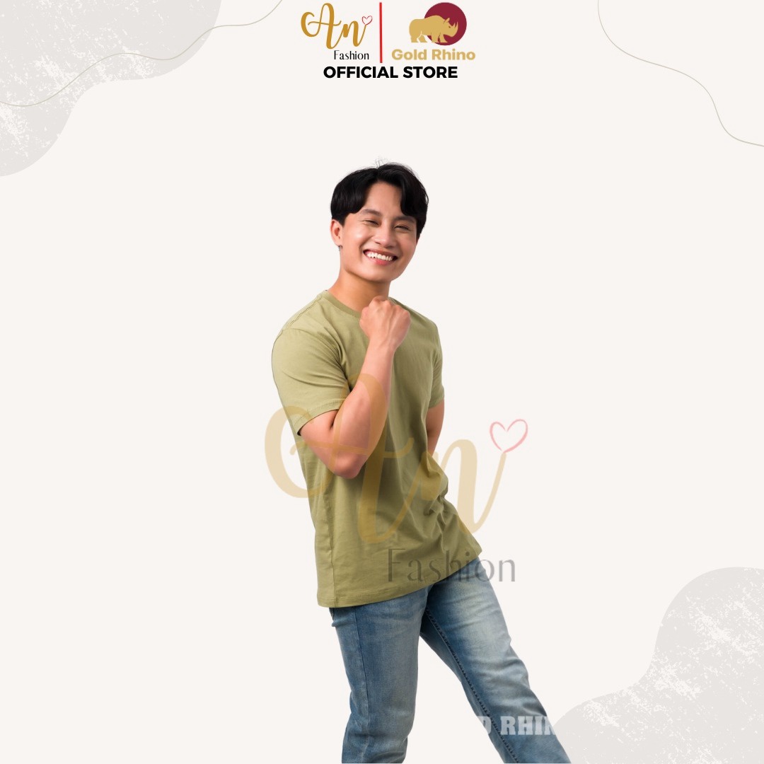 áo Thun Nam Cổ Tròn Màu Xanh Bơ 100% Cotton Cao Cấp – Gold Rhino